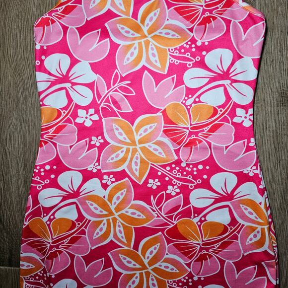 Shein Swimsuit Cover-up Pool Beach Dress Pink Orange Floral Midi Soft Stretchy - Picture 4 of 12